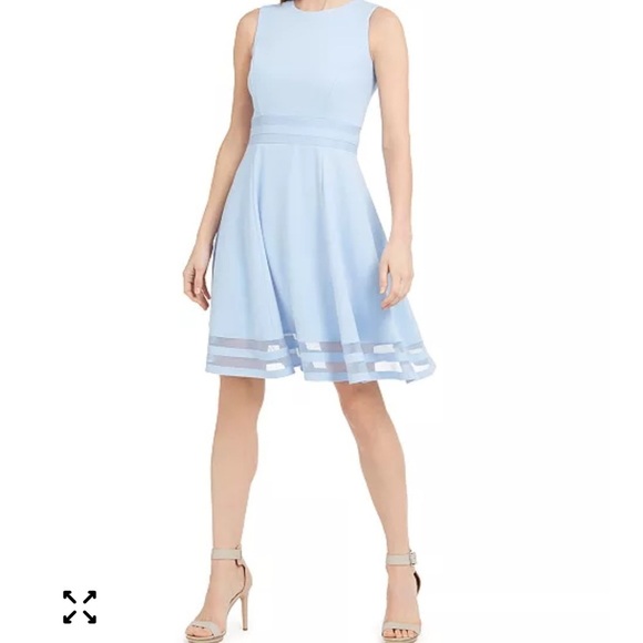 Gorgeous Calvin Klein powder blue fit and flare midi dress size 10 EUC - Picture 2 of 11